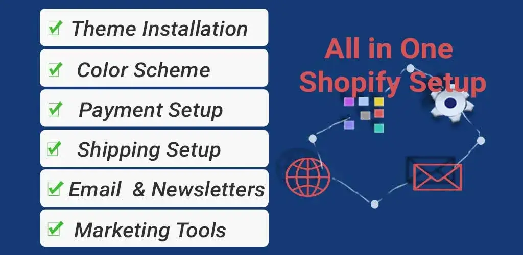 Image illustrating a basic Shopify setup in one package