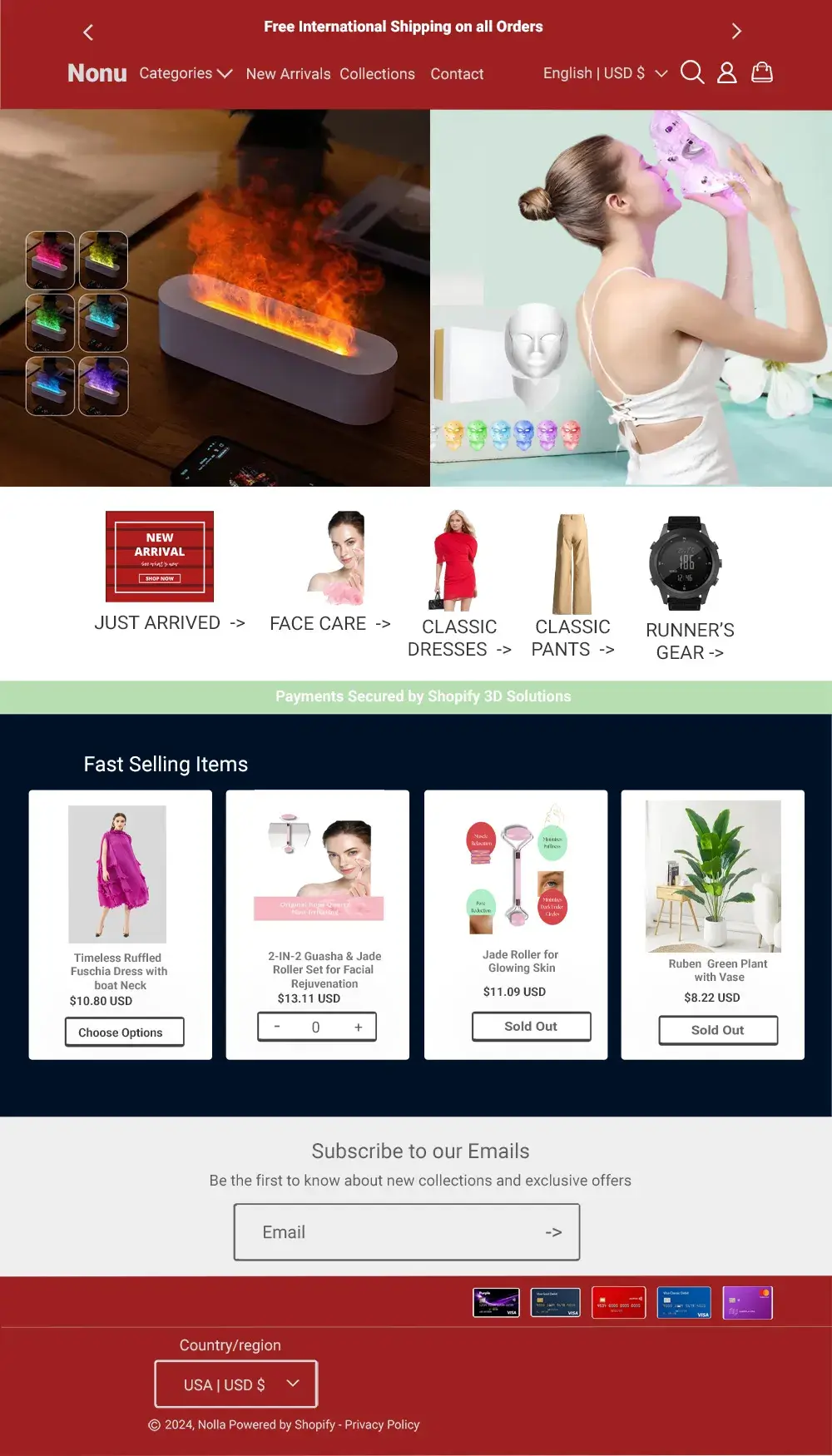 A picture showing a full size E-commerce template customized by HDStores